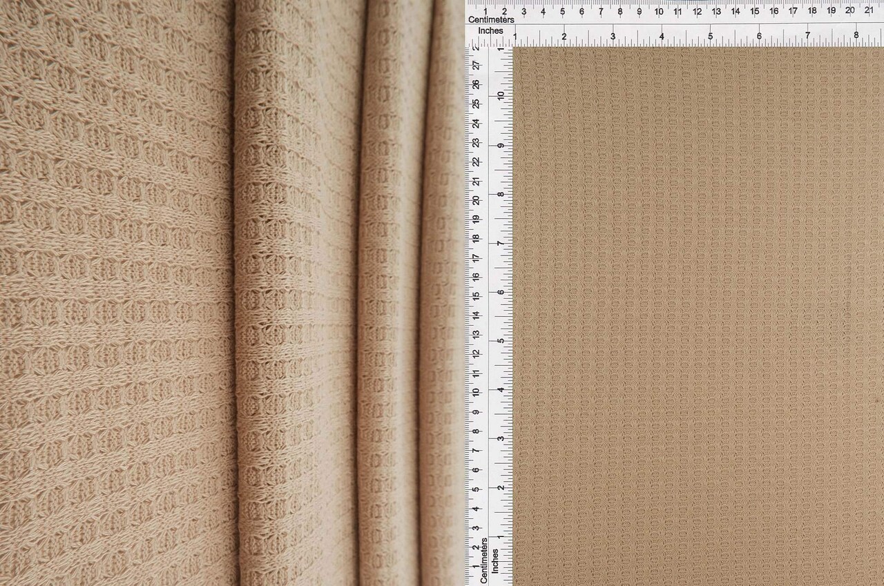 1 Yard Waffle Solid Knit Fabric Polyester Rayon Spandex Blend 58/60″ Wide